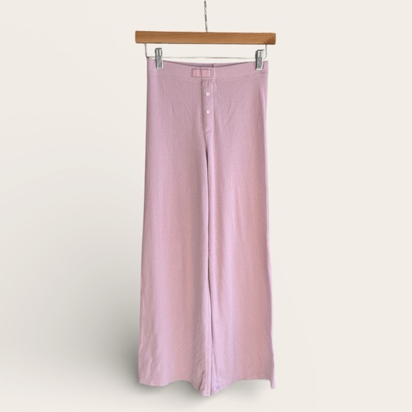Victoria’s Secret Ribbed Pajama Pants XS Short Lilac Button Front Sleepwear - Picture 2 of 5